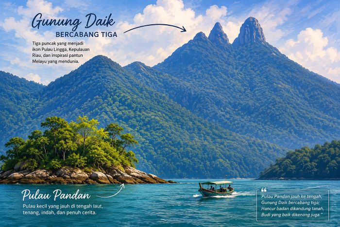 Pulau Pandan dan Gunung Daik Bercabang Tiga, Keindahan Kepulauan Riau di Balik Pantun Melayu