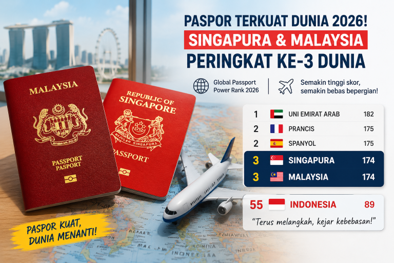 Paspor Malaysia Bikin Kejutan! Sejajar Singapura di Peringkat 3 Paspor Terkuat Dunia 2026, Indonesia Urutan Berapa?