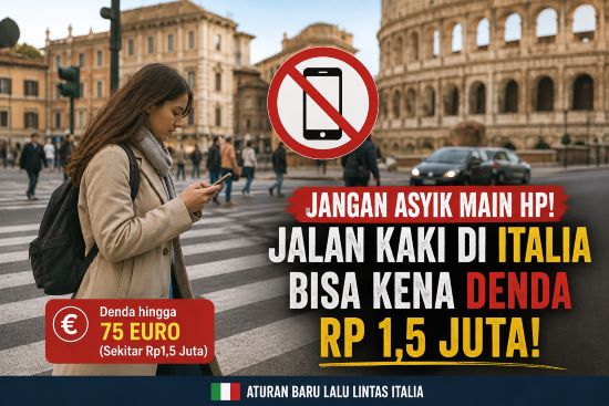 Hati-Hati Turis Indonesia! Jalan Kaki Sambil Main HP di Italia Bisa Kena Denda Rp1,5 Juta