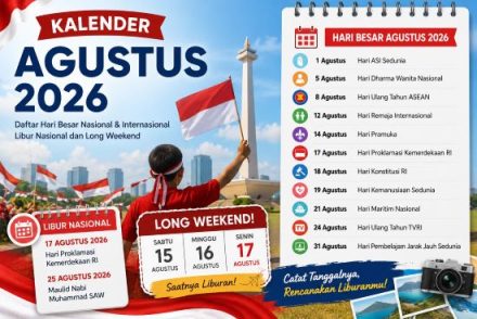 Catat! Daftar Hari Besar dan Libur Nasional Agustus 2026, Ada Long Weekend HUT RI 17 Agustus